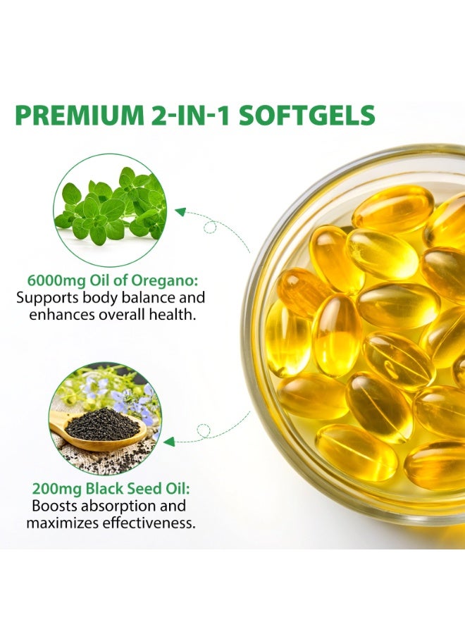 Acentiallabs 120 قطعة من كبسولات زيت الأوريجانو الطري مع زيت الحبة السوداء 6000 ملغ لكل حصة - Image 2